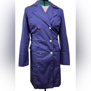 Bloomingdale’s Royal Blue military Trench Coat Cotton blend Women’s Size 10